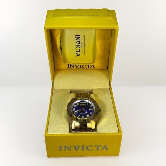 INVICTA Men\'s Specialty Blue Dial 18k Yellow Gold Plated Watch- Model 5762 w Box main image 16